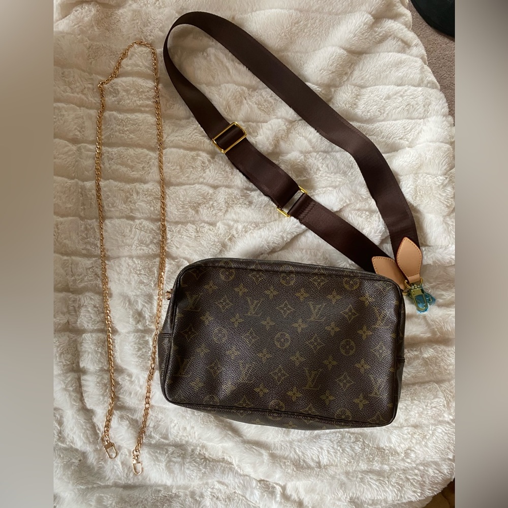 Authentic Louis Vuitton Trousse 28 converted to a crossbody bag.